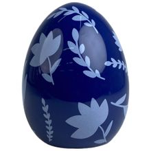 Figura decorativo huevo de pascua azulado 13.6cm
