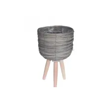 Macetero decorativo gris con patas mediano