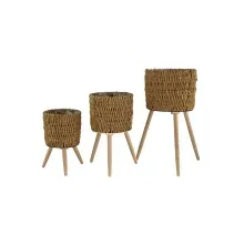 Canasta fibra natural con soporte pequena