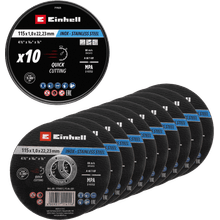 Set lata 10 discos corte metal inox einhell 115x1mm