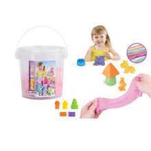 Balde de arena magica 500gr con 5 piezas castillo