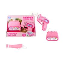 Pistola de burbujas con mochila rosado