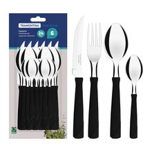 Jgo de cubiertos negro 24pzas