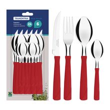 Jgo de cubiertos rojo 24pzas