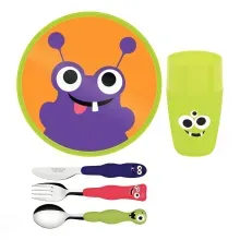 Juego Infantil Tupper + Cubiertos Lila  5 Pza