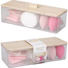 Organizador de maquillaje con maquillaje