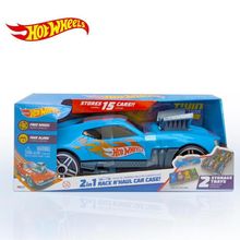 Hot wheels 2 en 1 auto de carreras + guarda autos