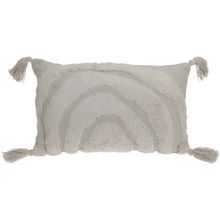 Cojin semicirculos beige con borlas 30x50cm