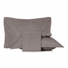 Jgo de sabanas toque acetinado queen gris taupe