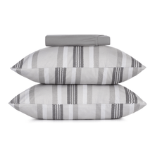 Jgo de sabanas simples algodon malha 1 1/2 plzmalha gris c/lineas