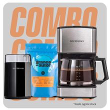 Combo - Cafetera de goteo inox 800 ml + Molinillo Brügmann + 1 Café Granos de Autor