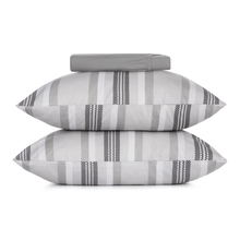 Jgo de sabanas simples algodon malha 2 plz malha gris c/lineas