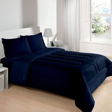 Edredon microfibra bom sono tela superior 100% poliester casal azul