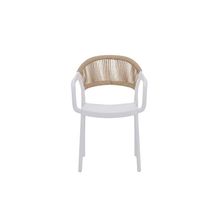 Silla plastica c respaldo tejido c/brazos blanco/beige