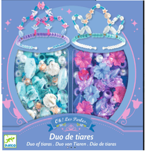 Set para decorar dos tiaras azules con gemas y detalles brillantes