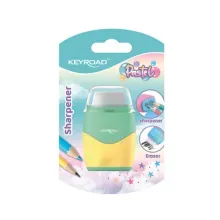 Sacapunta 2huecos c/borrador pastel blister 1ud