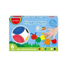 Pintura al Dedo Escolar, Caja x 6 Colores x 25 mL. Pote Apilable