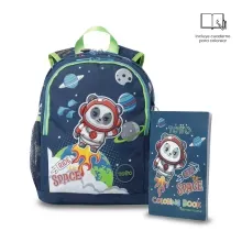 Morral + libro para colorear panda space 3uy t.m