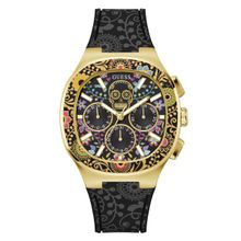 RJ GUESS MENS TREND GOLD DIGITAL PRINT TONE  STRAP BLK PRITING GW0784G1