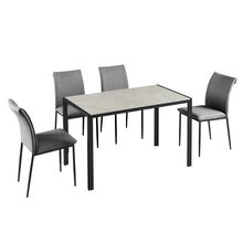 Juego de comedor 4 puestos metal Fiorella gris oscuro