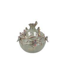 Florero globo bird moss 14x14cm