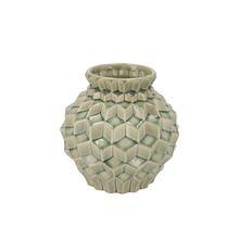 Florero estructurado gia verde 19x19cm