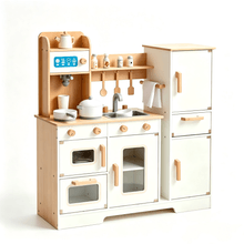 Cocina y heladera infantil de madera 83x30x82cm