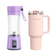 Combo - Licuadora Portátil USB Lavender + Tumbler Aquavista Rose Quartz