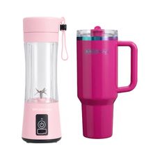 Combo - Licuadora Portátil USB Rose + Tumbler Aquavista Spectra Pink
