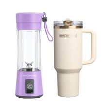 Combo - Licuadora Portátil USB Lavender + Tumbler Aquavista Golden Sand