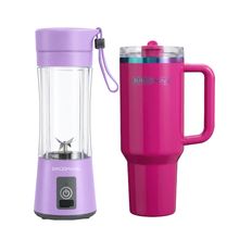 Combo - Licuadora Portátil USB Lavender + Tumbler Aquavista Spectra Pink
