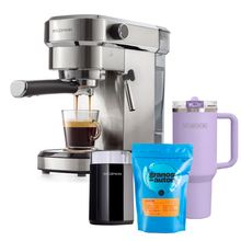Combo - Cafetera Espresso + Molinillo + 1 Café Granos de Autor + Tumbler Aquavista Lavender