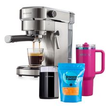 Combo - Cafetera Espresso + Molinillo + 1 Café Granos de Autor + Tumbler Aquavista Spectra Pink