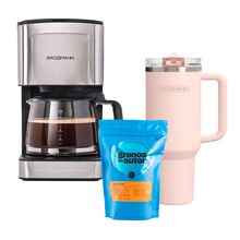 Combo - Cafetera Eléctrica 1.2 Lts + 1 Café Granos de Autor + Tumbler Aquavista Rose Quartz