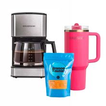 Combo - Cafetera Eléctrica 800 ml + 1 Café Granos de Autor + Tumbler Aquavista Pink Flamingo