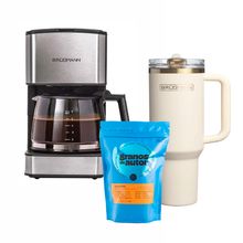 Combo - Cafetera Eléctrica 800 ml + 1 Café Granos de Autor + Tumbler Aquavista Golden Sand