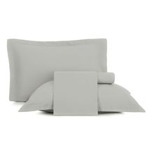 Jgo de sabanas tacto satinado king gris liso