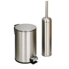 Set de basurero de 5 l + cepillo de bano escobillero inox